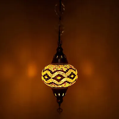 Turkish Moroccan Glass Mosaic Ceiling Hanging Chandelier Light Lamp Large Globe • $77.99