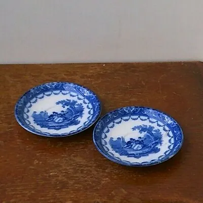 £9.99 • Buy Antique (1891) Doulton ' Blue Floral Design' Porcelain Miniature Saucers X 2.