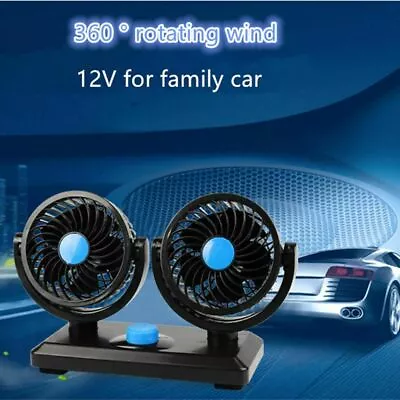 12 Volt Electric Auto Car Van Cooling Fan Dashboard Air Con Cooler Dual Head 12V • £8.95