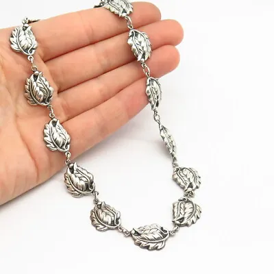 $88.99 • Buy 925 Sterling Silver Vintage Danecraft Leaf Design Chain Necklace 14 