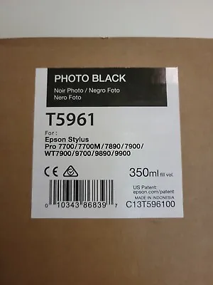 Exp 2018 GENUINE EPSON T5961 PHOTO BLACK 350ML INK STYLUS 7890 7900 9890 • $29.99