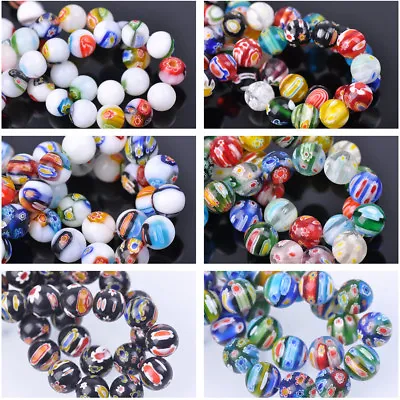 6mm 8mm 10mm 12mm 14mm Round Mixed Millefiori Glass Loose Beads For DIY Jewelry • $3.58