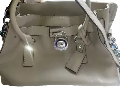 Michael Kors Large Hamilton Gray Handbag Satchel Tote Bag Saffiano LeatherWomen • $35