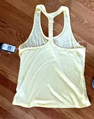 NWT Marika Large T-back Scrunched Tank Scoop Neck Burnout Yellow • $12.99