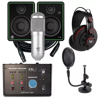 Solid State Logic SSL 2 Podcasting Recording Bundle + MXL Microphone + Monitors • $449.99