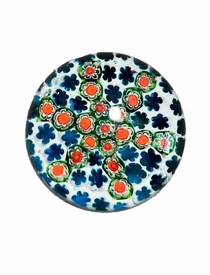 Millefiori Art Glass Paperweight Red White Blue • $19