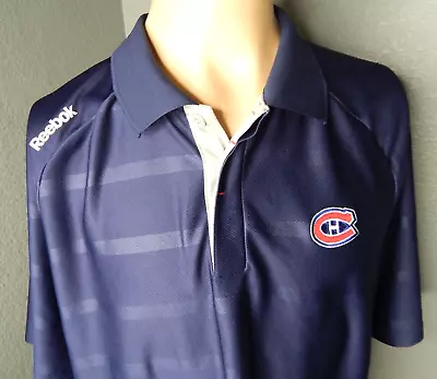 MONTREAL CANADIENS Polo Golf Collared Shirt REEBOK CENTER ICE Men's XL Playdry • $16