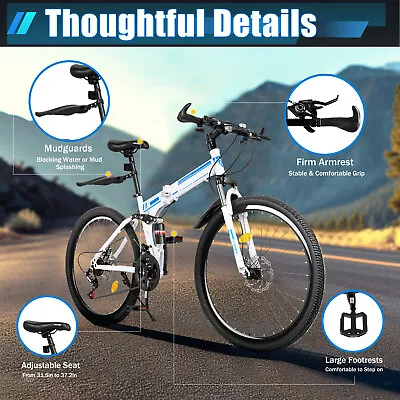  26  21-Speed Folding Mountain Bike Men Bikes MTB Bicycle School Dual Disc Brake • $180.50
