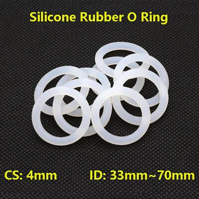 $6.81 • Buy White Silicone Rubber O Ring Gasket CS 4mm ID 33mm~70mm Food Grade O Shape Seal
