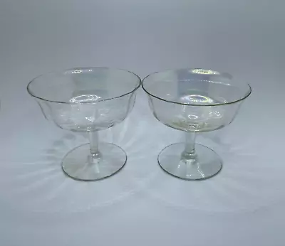 Iridescent Panel Champagne Glasses Cocktail Low Sherbet Set Of 2 Vintage • $18.49