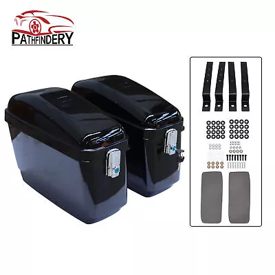 For Cruiser Motorcycle Hard Saddle Bags Trunk Luggage With Mounting Brackets  • $87.99