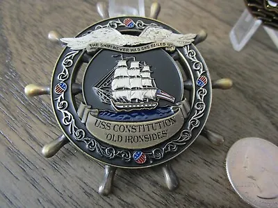 USS Constitution Old Ironsides Navy Chief CPO Ship Wheel USN Challenge Coin  • $20.99