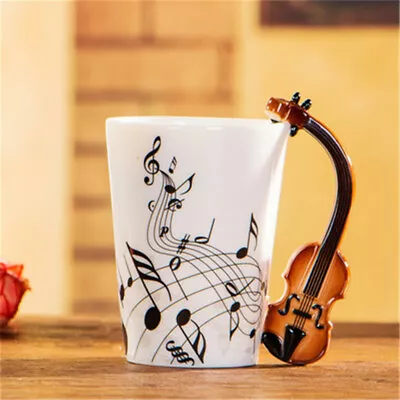 Music Violin Guitar Ceramic Drinkware Mug Coffee Tea Milk Stave Cups With Handle • $11.40