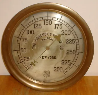 Antique The Babcock & Wilcox Co. Brass & Iron 14.5  Steam Engine Pressure Gauge • $499.95