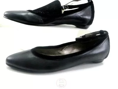 J.Jill  Carrie  Black Leather Almond Toe Flats With Removable Ankle Strap  7 M  • $25.97