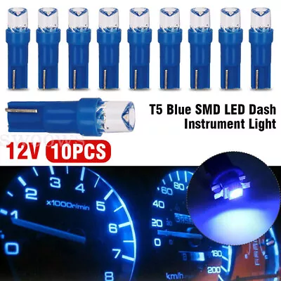 10x Dashboard Bulb Globe Convex Lens 12v Dash Instrument Light T5 Blue Smd Led • $4.85