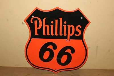 Vtg Phillips 66 Gas Station Pump 13  Porcelain Metal Sign Chevrolet Ford NICE • $95