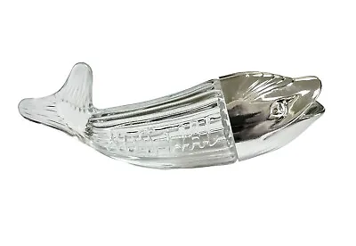 Vtg MCM Nuss Wal Nut Whale Glass Fish Peanut Candy Dispenser Germany New Boxed • $32.99