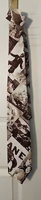 Vintage TREASURY Sepia Photos Movie Buff Men's Novelty Necktie Cotton 1950's • $8.99