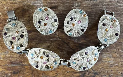 Vtg Sarah Coventry Sultana Confetti Paint Palate Earrings & Bracelet Set • $55