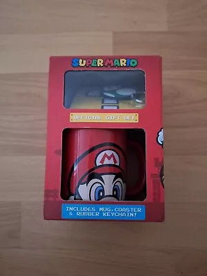 Super Mario Mug Coaster & Keychain Set New Gift Box Official • £11.50