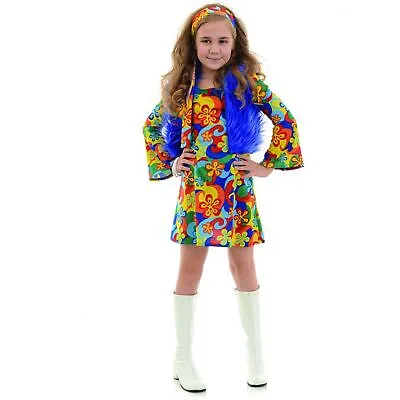 $31.46 • Buy Far Out Rainbow Flower Child 70S Hippie Girls Halloween Costume