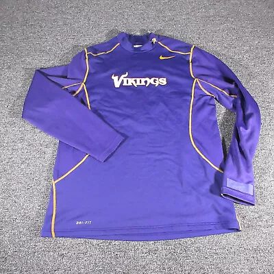 Minnesota Vikings Shirt Men L Purple Pullover Fleece Equipment NFL Nike Thermal • $19.99