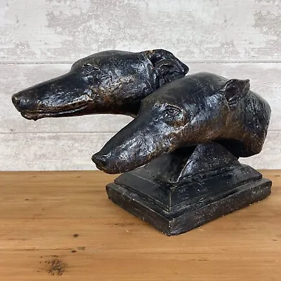 £125 • Buy Stunning Antique Style Painted Greyhound Head Cast Concrete Bust Figure Ornament