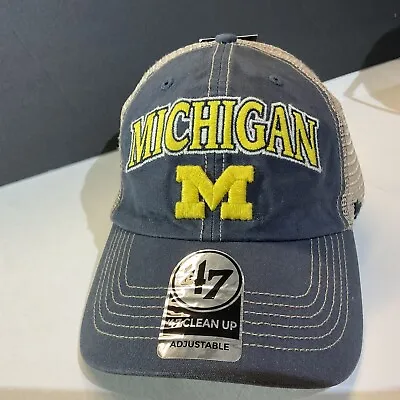 Michigan Wolverines’47 Brand Navy Tuscaloosa Clean Up Mesh Snapback Cap. (htf) • $9.75