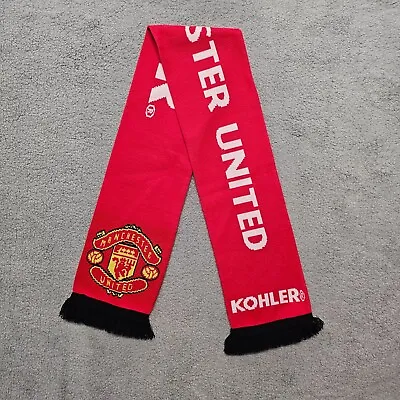 Manchester United Scarf Red Black Spellout Crest Fringe Ends ~59x7 Inches Soccer • $11.99