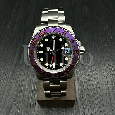 Custom Made Yacht Master GMT Style Watch Automatic Movement Purple Bezel Metal • $119.99