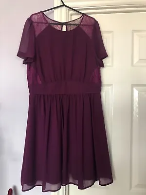 Stunning Mulberry M&S Lace-Trimmed Dress Size 14  NWOT • £5.50