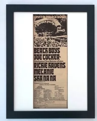 £59.95 • Buy BEACH BOYS*JOE COCKER*Crystal Palace*1972*ORIGINAL*POSTER*AD*FRAMED*FAST SHIPPIN