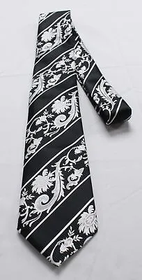 Twenty Dollar Tie Men Embroidered Midnight Noir Necktie CF6 Black/White Size XL • $9.74