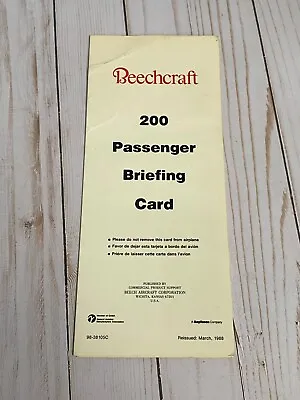 $5.99 • Buy Beechcraft King Air 200 Safety Card - 3/1988