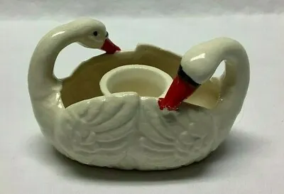 Vintage ~ Double Swan Hand Painted Moriyama Porcelain Japan- Candleholder • $12.98