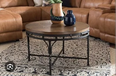 Baxton Studio Austin Vintage Industrial Round Coffee Cocktail Occasional Table - • $80