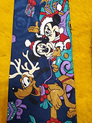 Mickey & Minnie Mouse ~ Pluto ~ Disney ~ Mens Christmas Tie ~ 57  • $19.99