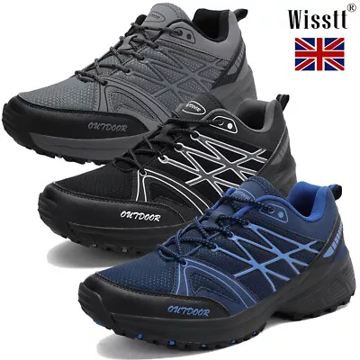 Mens Trekking Trainers Trail Walking Boots Running Outdoor Camping Hiking Shoes • £16.95