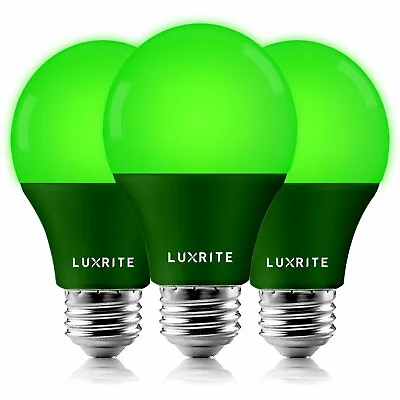 Luxrite A19 LED Green Light Bulb 60W Equiv. UL Listed E26 Base Party Bulb 3-Pack • $16.95