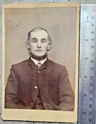 Antique Cabinet Photo- Creepy Looking Guy Post Mortem-Moline Ills. • $49