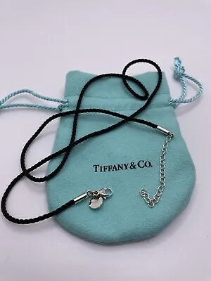 $69.99 • Buy Tiffany & Co. 925 Black Twist Silk Cord With Sterling Silver Tip Chain 26' Inch