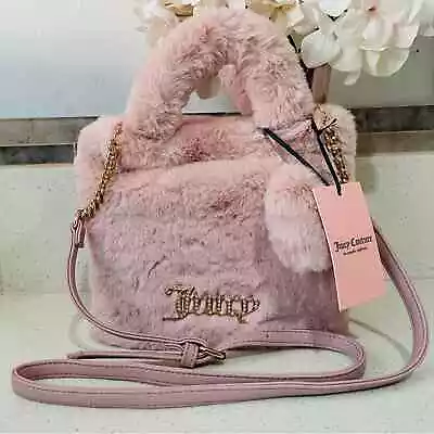 $60 • Buy Juicy Couture Light Pink Fur Fluffy Mini Tote Crossbody Bag Purse
