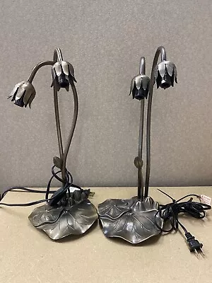 LOT OF 2 Tiffany Style Lily Pad TWO Arm Table Lamp Base • $150