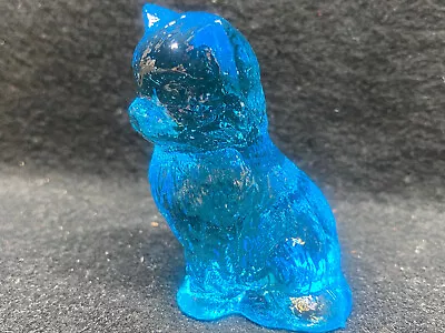 Blue Vaseline Glass Miss Cotton Cat Kitty Kitten Animal Uranium Glows Magnesium • $9.98