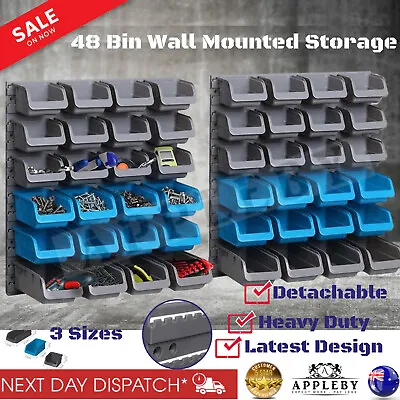 $47.24 • Buy 48 Bin Wall Mounted Storage Rack Shelf Organiser Nuts Bolts Garage Containers