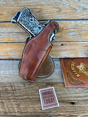 Vintage Bianchi 56L Brown Leather Suede Lined Paddle Holster For Walther PP • $124