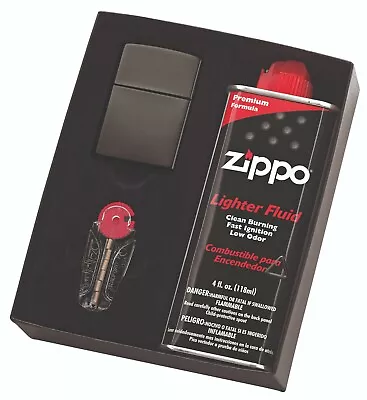 New ZIPPO Black Ice Lighter With 125ml Fluids & Flints Gift Box • $67.99