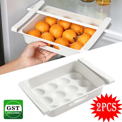 $10.65 • Buy Fridge Freezer Shelf Holder Drawer Kitchen Fruit Egg Organizer Storage Rack Box