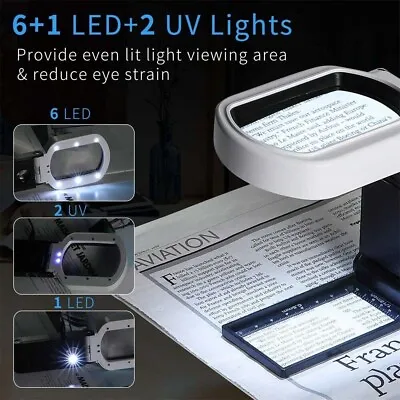 10/25X Magnifier 9 LED Light Magnifying Crafts Glass Lens Desk Lamp Rechargeable • $20.69